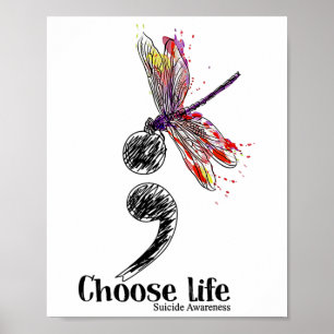 Life Suicide Awareness Colourful Dragonfly Poster