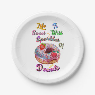Life Tableware Is Sweet With Sparkles Of Doughnuts Paper Plate