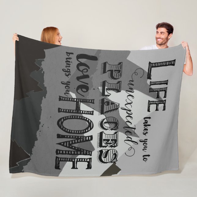 Life Takes You Inspirational Quotes Fleece Blanket (In Situ)