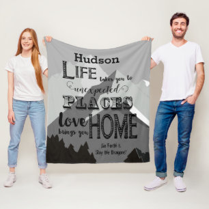 Life Takes You Inspirational Quotes Fleece Blanket