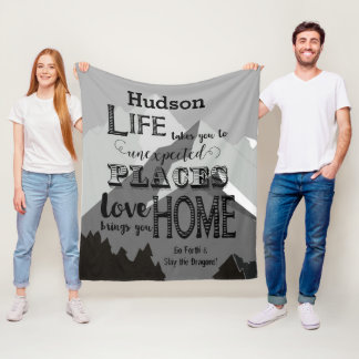 Life Takes You Inspirational Quotes Fleece Blanket