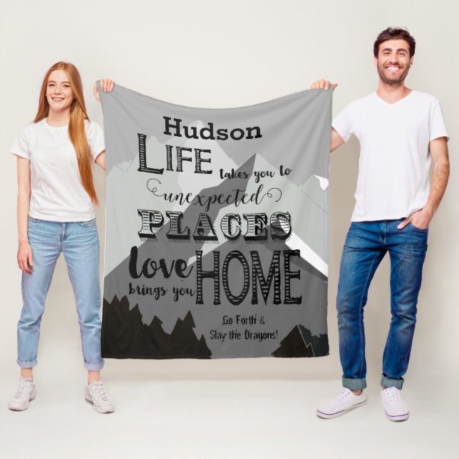 Life Takes You Inspirational Quotes Fleece Blanket (In Situ)