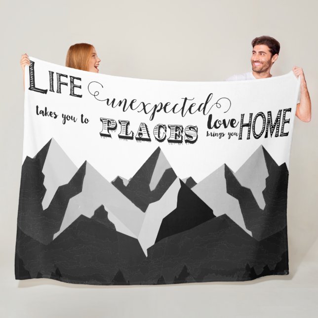 Life Takes You Inspirational Quotes Fleece Blanket (In Situ)