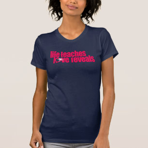 life teaches love reveals ladies pink text top