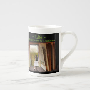 Life, the adventure continues bone china mug