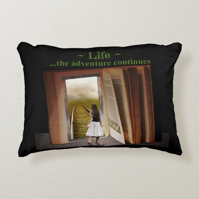 Life, the adventure continues decorative cushion (Front)