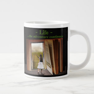 Life, the adventure continues large coffee mug