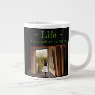 Life, the adventure continues large coffee mug
