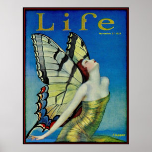LIFE  Vintage 1923 Flapper Butterfly Print