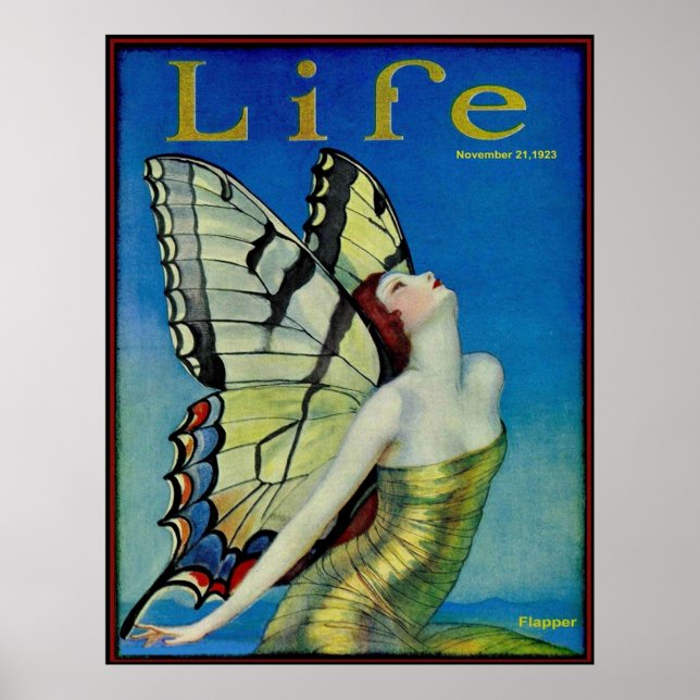 LIFE  Vintage 1923 Flapper Butterfly Print (Front)