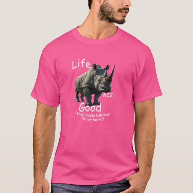 Life Was Good (LWG) Rhinoceros, Horn. T-Shirt (Front)