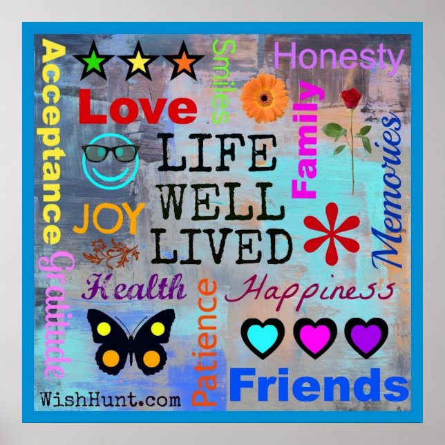 Life Well Lived Inspirational Poster by WishHunt (Front)