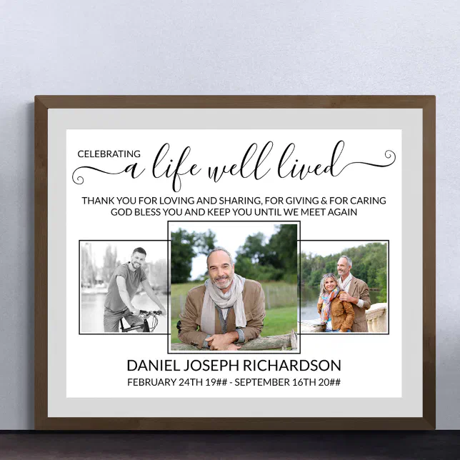 Life Well Lived Memorial Verse Photo Collage Poster Zazzle