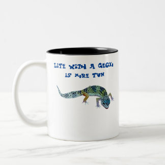 Life with a gecko is more fun Two-Tone coffee mug