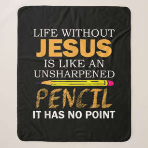Life Without Jesus Funny Christian Religious Faith Sherpa Blanket