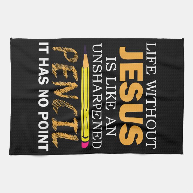 Life Without Jesus Funny Christian Religious Faith Tea Towel (Horizontal)