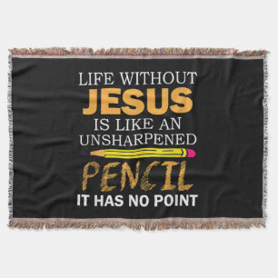 Life Without Jesus Funny Christian Religious Faith Throw Blanket