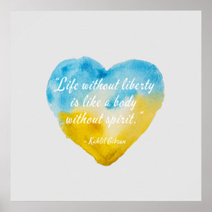 Life Without Liberty Quote Ukraine Heart Square Poster