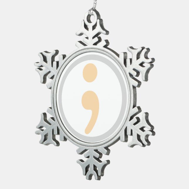 Life Worth Living Semi Colon Christmas Ornament (Right)