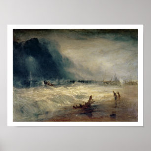 Lifeboat and Manby Apparatus going off to a strand Poster