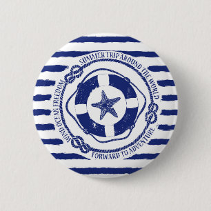 Lifebuoy And Starfish 6 Cm Round Badge