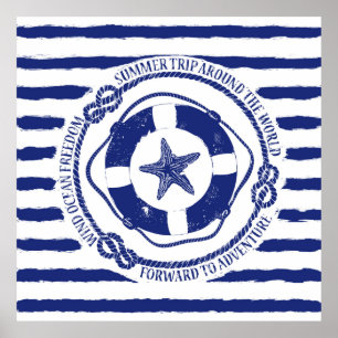 Lifebuoy And Starfish Poster