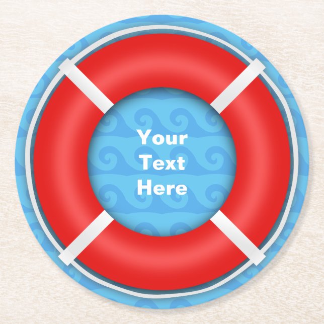 Lifebuoy Custom Text Round Paper Coaster (Front)