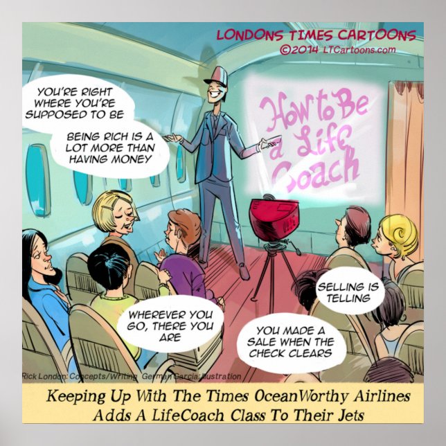 LifeCoach Class Airlines Funny Poster (Front)