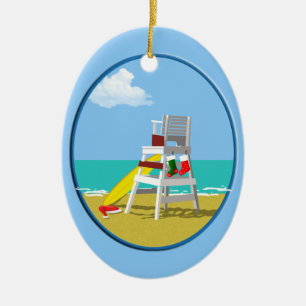 Lifeguard Chair at Christmas Ceramic Tree Decoration