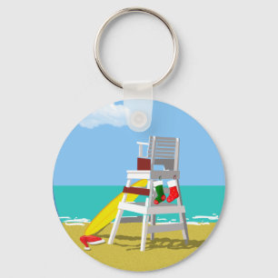 Lifeguard Chair at Christmas Key Ring