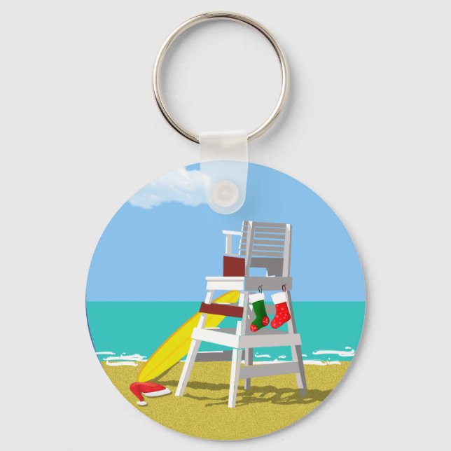 Lifeguard Chair at Christmas Key Ring (Front)