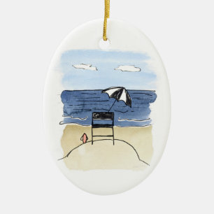 Lifeguard Chair on the Beach Ornament