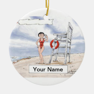 Lifeguard - Female Ceramic Tree Decoration