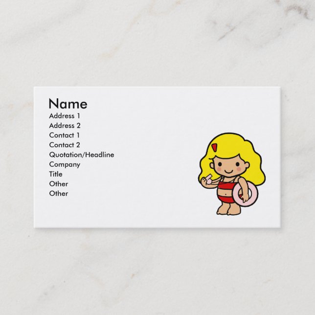 Lifeguard girl business card (Front)
