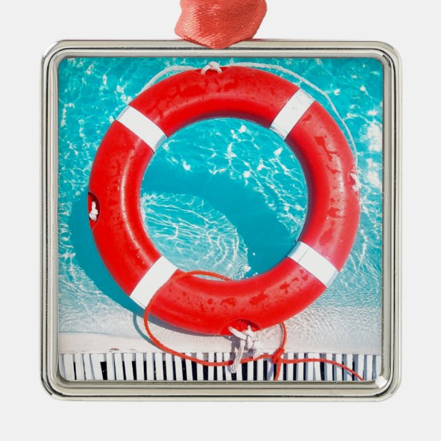 Lifeguard Lifesaver Metal Tree Decoration (Front)