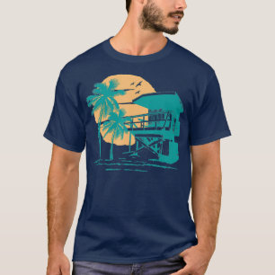 Lifeguard Lookout Sunrise Teal Beach Graphic T-Shirt