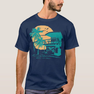 Lifeguard Lookout Sunrise Teal Beach Graphic T-Shirt
