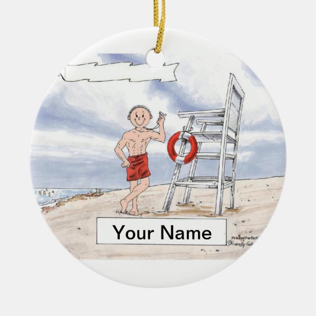 Lifeguard - Male Ceramic Tree Decoration (Front)
