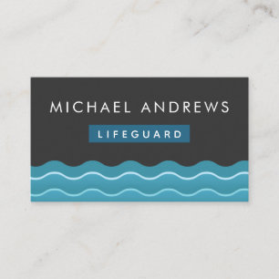 Lifeguard Pool Water Waves Simple Minimalist Grey Business Card