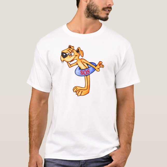 Lifeguard Rescue Cartoon Dog T-Shirt (Front)
