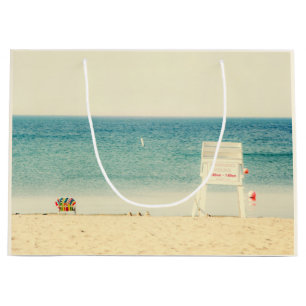 Lifeguard Sandy Beach Scene Large Gift Bag