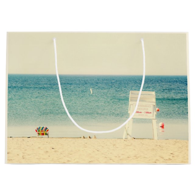 Lifeguard Sandy Beach Scene Large Gift Bag (Front)