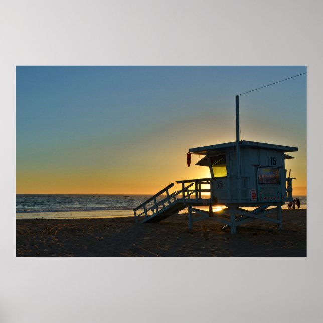 Lifeguard Station at Santa Monica Beach California Poster (Front)