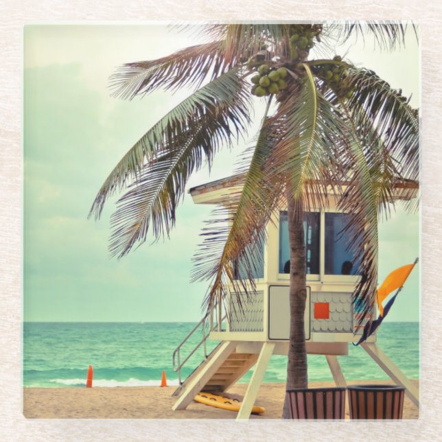 Lifeguard Station |Florida Glass Coaster (Front)