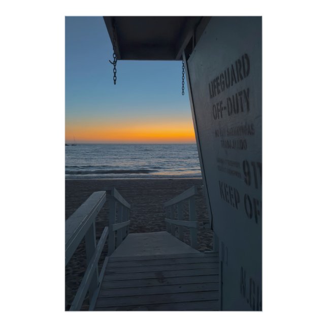 Lifeguard Tower at Sunset - Venice Beach, CA Photo Print (Front)