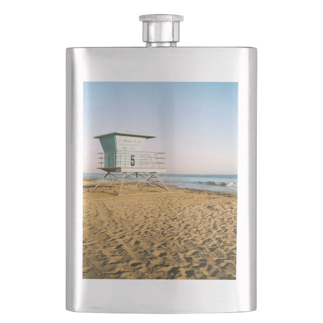 Lifeguard Tower in Santa Cruz Hip Flask (Front)