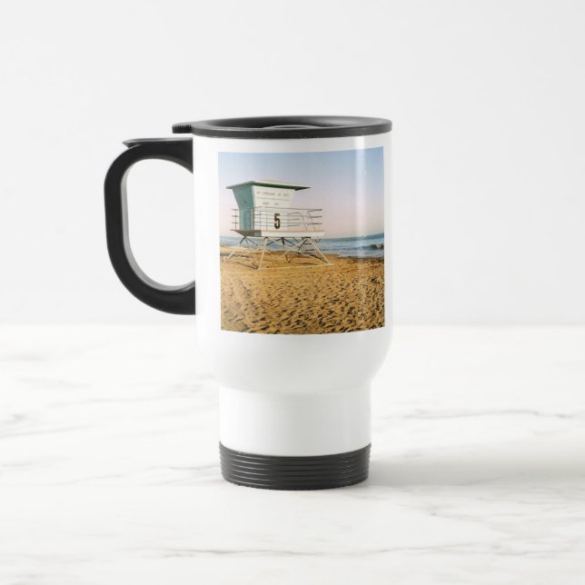 Lifeguard Tower in Santa Cruz Travel Mug (Left)