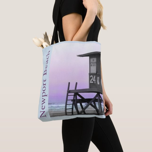 Lifeguard Tower Newport Beach Tote Bag (Close Up)