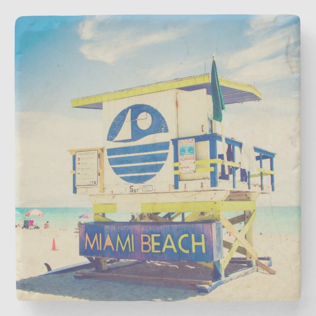Lifeguard Tower | South Beach, Miami, Fl Stone Coaster (Front)