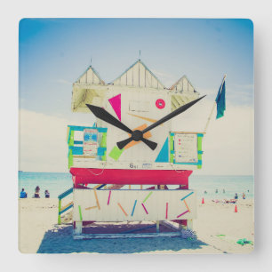 Lifeguard Tower   South Beach, Miami Square Wall Clock